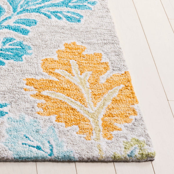 Safavieh Jardin Hand-tufted Floral Rug - Elegant Wool-cotton Blend, Perfect For Cozy Spaces And Style Blue ,Grey 80% Wool,20% Cotton Jar125m-6sq