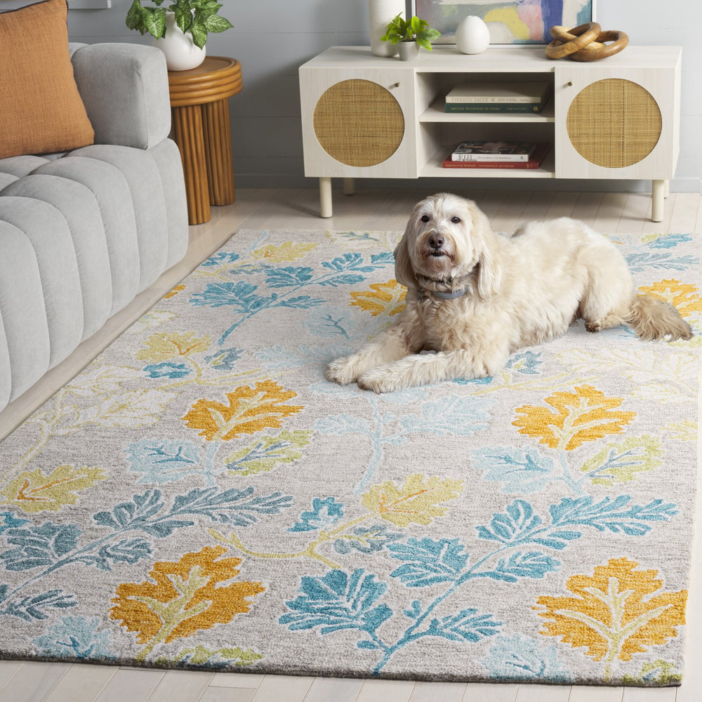 Safavieh Jardin Elegant Hand-tufted Runner Rug In Soft Floral Design - Perfect For Hallways And Entryways Blue ,Grey 80% Wool,20% Cotton Jar125m-5