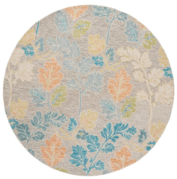 Safavieh Jardin Hand-tufted Floral Rug - Elegant Wool-cotton Blend, Perfect For Cozy Spaces And Style Blue ,Grey 80% Wool,20% Cotton Jar125m-6sq