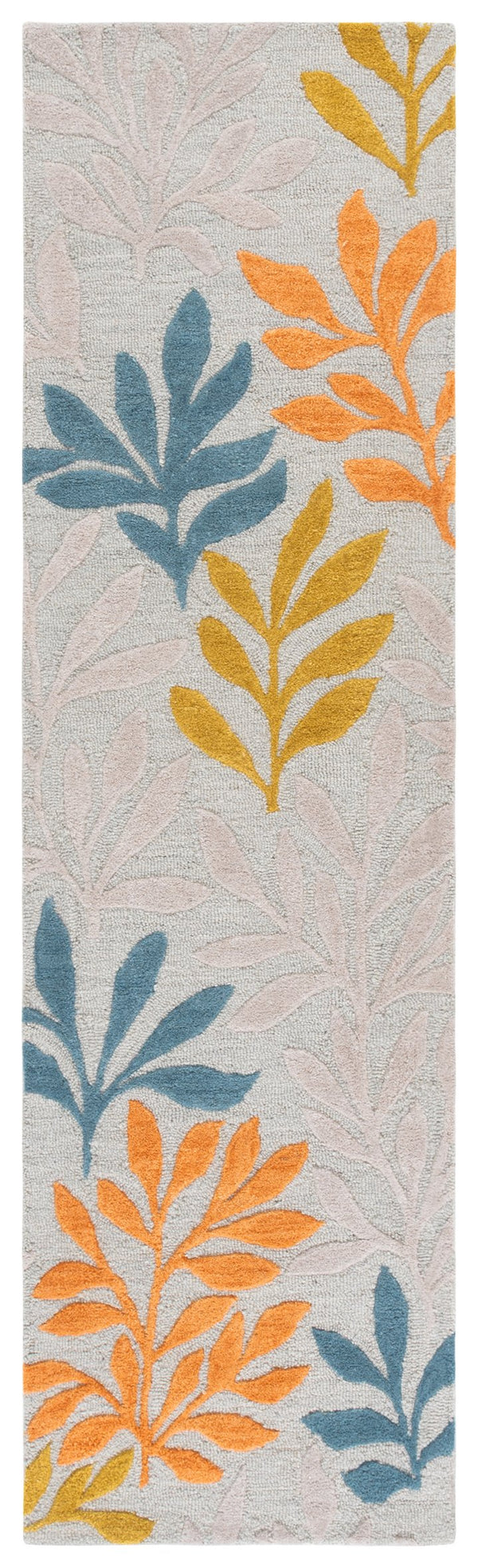Safavieh Jardin Hand-tufted Runner Area Rug - Luxurious Floral Design In Elegant Hues For Stylish Decor Grey ,Blue Wool Pile Jar158m-28