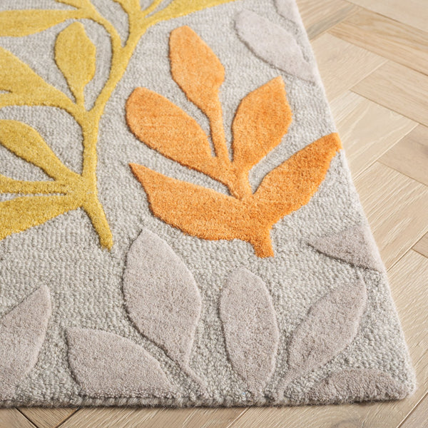 Safavieh Jardin Hand-tufted Runner Area Rug - Luxurious Floral Design In Elegant Hues For Stylish Decor Grey ,Blue Wool Pile Jar158m-5