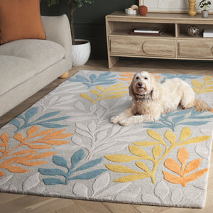 Safavieh Jardin Hand-tufted Runner Area Rug - Luxurious Floral Design In Elegant Hues For Stylish Decor Grey ,Blue Wool Pile Jar158m-5