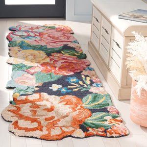 Safavieh Jardin Hand Tufted Wool Floral Runner Rug Navy Pink Indian Artisan Hallway Accent JAR175N-28