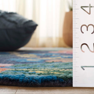 Safavieh Jardin 5' X 8' Hand-tufted Navy And Pink Floral Area Rug – Luxurious Wool Blend, Durable & Stylish Navy ,Pink 80% Wool,20% Cotton Jar175n-5