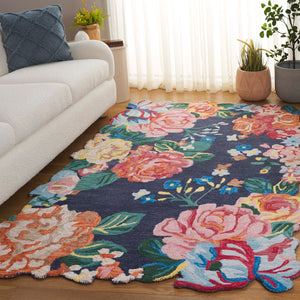 Safavieh Jardin Hand-tufted Floral Area Rug - Artisanal Craftsmanship In Vibrant Navy And Pink Design Navy ,Pink 80% Wool,20% Cotton Jar175n-6