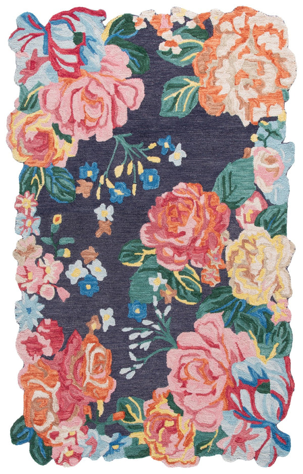 Safavieh Jardin Hand-tufted Floral Area Rug - Artisanal Craftsmanship In Vibrant Navy And Pink Design Navy ,Pink 80% Wool,20% Cotton Jar175n-6