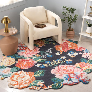 Safavieh Jardin Hand-tufted Floral Area Rug - Artisanal Craftsmanship In Vibrant Navy And Pink Design Navy ,Pink 80% Wool,20% Cotton Jar175n-6