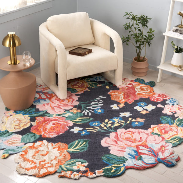Safavieh Jardin Hand-tufted Floral Area Rug - Artisanal Craftsmanship In Vibrant Navy And Pink Design Navy ,Pink 80% Wool,20% Cotton Jar175n-6
