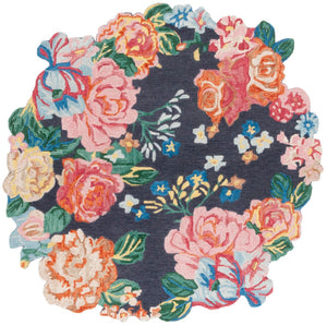 Safavieh Jardin Hand-tufted Floral Area Rug - Artisanal Craftsmanship In Vibrant Navy And Pink Design Navy ,Pink 80% Wool,20% Cotton Jar175n-6
