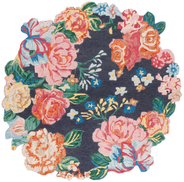 Safavieh Jardin Hand-tufted Floral Area Rug - Artisanal Craftsmanship In Vibrant Navy And Pink Design Navy ,Pink 80% Wool,20% Cotton Jar175n-6