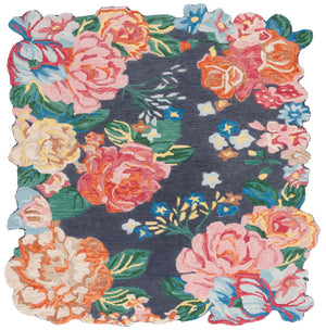 Safavieh Jardin Hand-tufted Floral Area Rug - Artisanal Craftsmanship In Vibrant Navy And Pink Design Navy ,Pink 80% Wool,20% Cotton Jar175n-6