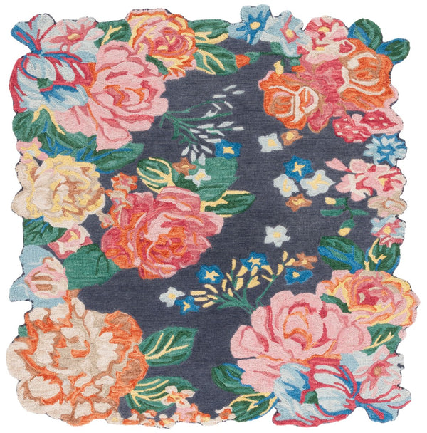 Safavieh Jardin Hand-tufted Floral Area Rug - Artisanal Craftsmanship In Vibrant Navy And Pink Design Navy ,Pink 80% Wool,20% Cotton Jar175n-6