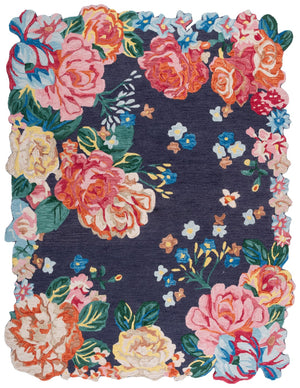 Safavieh Jardin Hand-tufted Floral Area Rug - Artisanal Craftsmanship In Vibrant Navy And Pink Design Navy ,Pink 80% Wool,20% Cotton Jar175n-6