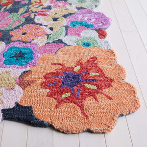 Safavieh Jardin Hand Tufted Wool Floral Runner Rug Grey Pink Blooms for Hallway or Living Room JAR176F-28