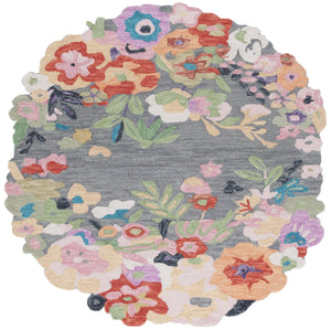 Safavieh Jardin Hand‑Tufted Grey & Pink Floral Rug, Wool‑Cotton Blend, Low 3/8" Pile For Lasting Comfort 9'-0" x 12'-0" JAR176F-9