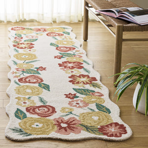 Safavieh Jardin Hand-Tufted Ivory And Red Area Rug, Wool-Cotton Blend, Low Pile For Cozy Contemporary Homes 6'-0" x 6'-0" JAR201A-6SQ