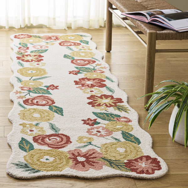 Safavieh Jardin Hand-Tufted Ivory Red Wool Rug — Timeless Minimal Pattern, Soft 3/8" Pile, Durable Craftsmanship 5'-0" x 8'-0" JAR201A-5