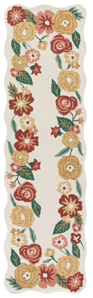 Safavieh Jardin Hand-Tufted Ivory Rug With Red Floral Accents — Wool-Cotton Low-Profile Luxury For Living Rooms 8'-0" x 10'-0" JAR201A-8