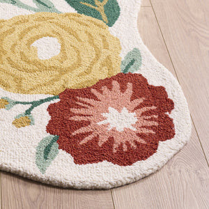 Safavieh Jardin Hand-Tufted Ivory And Red Area Rug, Wool-Cotton Blend, Low Pile For Cozy Contemporary Homes 6'-0" x 6'-0" JAR201A-6SQ