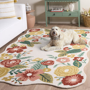 Safavieh Jardin Hand-Tufted Ivory Runner With Red Floral Accents — Wool-Cotton Blend, Low Pile, Hallway Charm 2'-3" x 8'-0" JAR201A-28