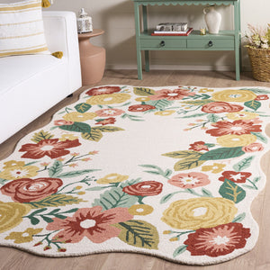 Safavieh Jardin Hand-Tufted Ivory Red Wool Rug — Timeless Minimal Pattern, Soft 3/8" Pile, Durable Craftsmanship 5'-0" x 8'-0" JAR201A-5