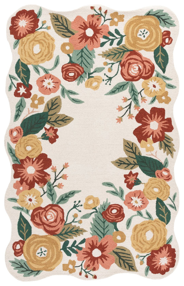 Safavieh Jardin Hand-Tufted Ivory Rug With Red Floral Accents — Wool-Cotton Low-Profile Luxury For Living Rooms 8'-0" x 10'-0" JAR201A-8