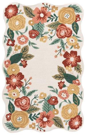 Safavieh Jardin Hand-Tufted Ivory Red Wool Rug — Timeless Minimal Pattern, Soft 3/8" Pile, Durable Craftsmanship 5'-0" x 8'-0" JAR201A-5
