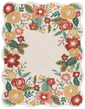 Safavieh Jardin Hand-Tufted Ivory Rug With Red Floral Accents — Wool-Cotton Low-Profile Luxury For Living Rooms 8'-0" x 10'-0" JAR201A-8
