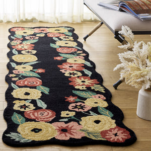 Safavieh Jardin Hand-Tufted Black And Pink Floral Rug, 80% Wool 20% Cotton, Low Pile Artisan Accent Rug For Living Room 5'-0" x 8'-0" JAR201Z-5