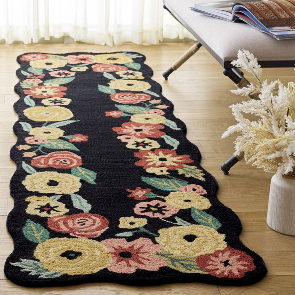 Safavieh Jardin Hand-Tufted Wool-Cotton Rug In Black & Pink — Soft, Durable, Ethically Made Accent Piece 4'-0" x 6'-0" JAR201Z-4