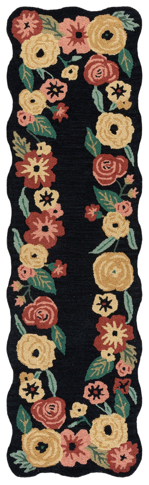 Safavieh Jardin Hand-Tufted Black And Pink Wool-Cotton Rug — Low-Pile Artisanal Accent For Entryways 3'-0" x 5'-0" JAR201Z-3
