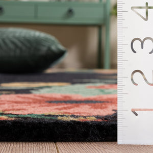 Safavieh Jardin Hand-Tufted Black And Pink Wool-Cotton Rug — Low-Pile Artisanal Accent For Entryways 3'-0" x 5'-0" JAR201Z-3