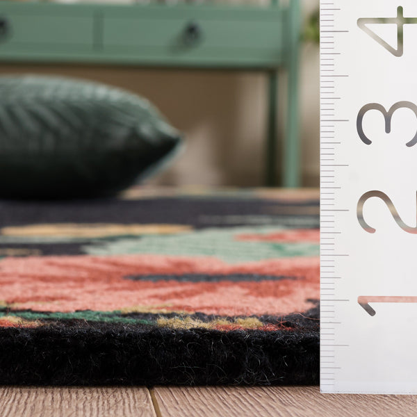 Safavieh Jardin Hand-Tufted Black & Pink Runner Rug — Wool-Cotton Blend, Floral Motif, Cozy Hallway Accent 2'-3" x 8'-0" JAR201Z-28