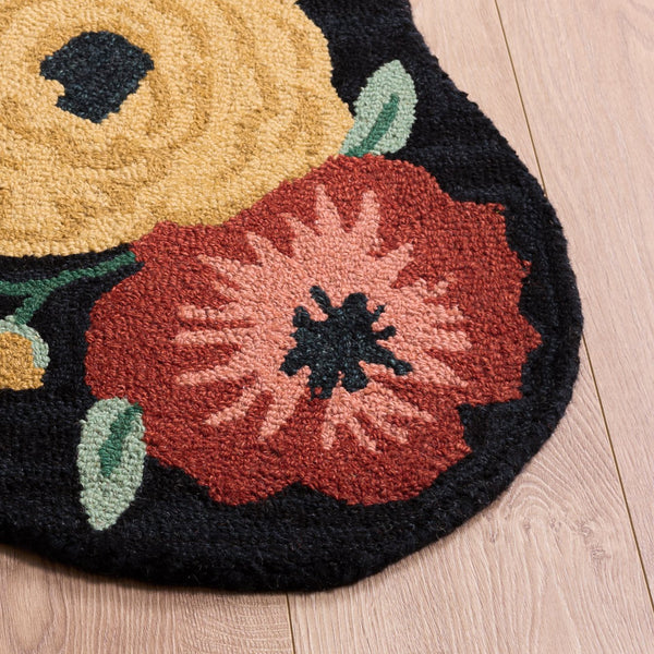 Safavieh Jardin Hand-Tufted Wool-Cotton Rug In Black And Pink — Low-Profile 3/8" Pile, Versatile Modern Farmhouse Decor 9'-0" x 12'-0" JAR201Z-9