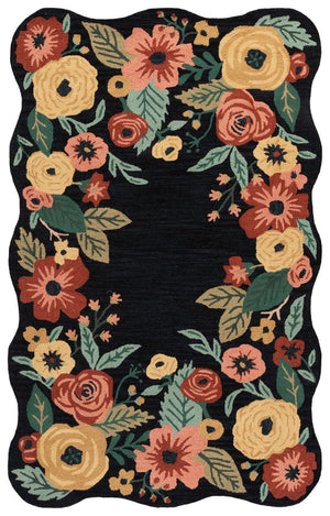 Safavieh Jardin Hand-Tufted Black And Pink Wool-Cotton Rug — Low-Pile Artisanal Accent For Entryways 3'-0" x 5'-0" JAR201Z-3