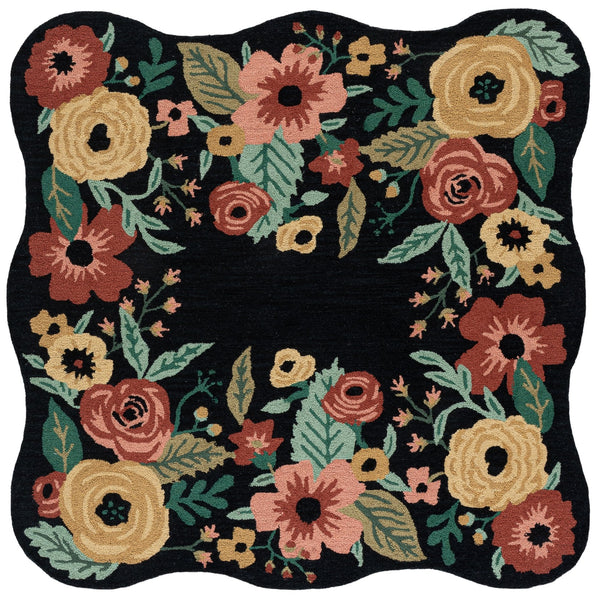 Safavieh Jardin Hand-Tufted Black And Pink Floral Rug, 80% Wool 20% Cotton, Low Pile Artisan Accent Rug For Living Room 5'-0" x 8'-0" JAR201Z-5