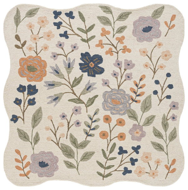 Safavieh Jardin Hand‑Tufted Ivory Sage Area Rug — Low‑Profile Wool‑Cotton Blend, Subtle Minimalist Farmhouse Elegance 6'-0" x 6'-0" JAR202A-6SQ