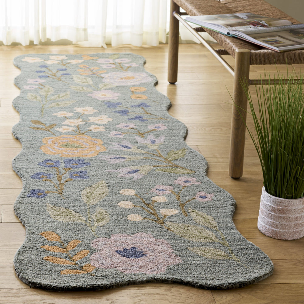 Safavieh Jardin Hand-Tufted Grey Sage Runner Rug — Wool-Cotton Blend, Subtle Floral Motif, Low-Profile Elegance 2'-3" x 8'-0" JAR202F-28