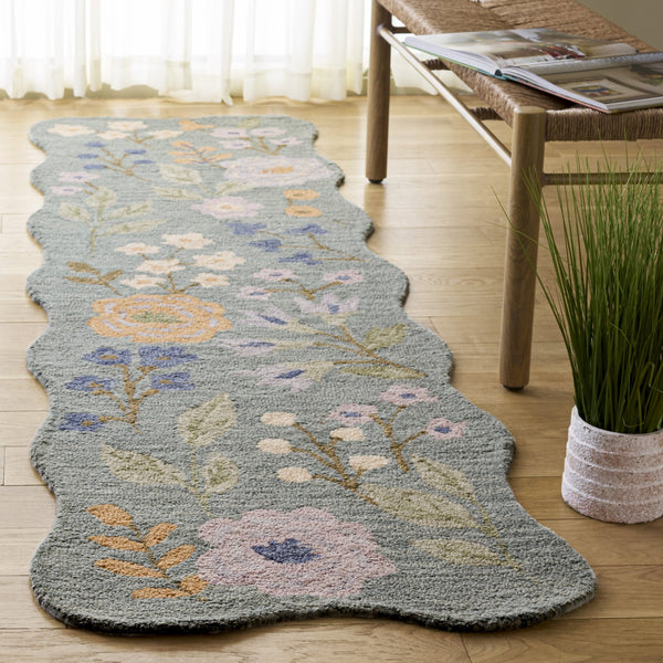 Safavieh Jardin Hand-Tufted Grey Sage Runner Rug — Wool-Cotton Blend, Subtle Floral Motif, Low-Profile Elegance 2'-3" x 8'-0" JAR202F-28
