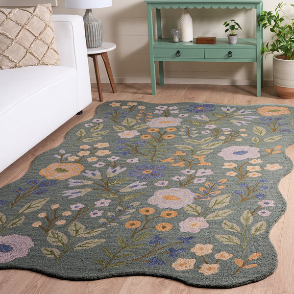 Safavieh Jardin Hand‑Tufted Wool Rug In Grey Sage — Subtle Floral Motif, Low Pile, Artisanal Indian Craftsmanship 4'-0" x 6'-0" JAR202F-4