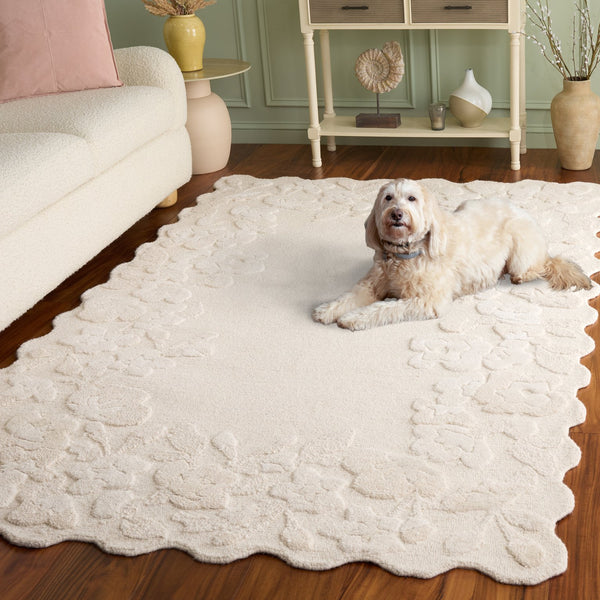 Safavieh Jardin Hand-Tufted 8X10 Ivory Area Rug — Wool Blend Floral Elegance, Low-Profile 3/8" Pile, Luxurious Feel 8'-0" x 10'-0" JAR227A-8