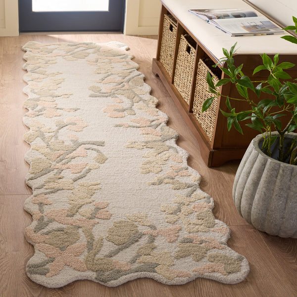 Safavieh Jardin Hand-Tufted Wool-Cotton Area Rug In Beige And Rust Floral — Durable, Soft, Artisanal Charm 6'-0" x 9'-0" JAR228B-6