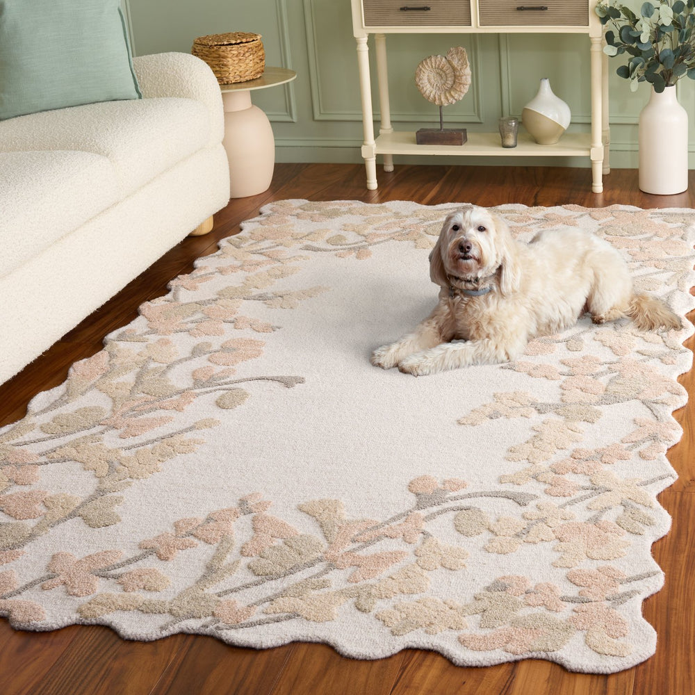 Safavieh Jardin Hand‑Tufted Round Wool‑Cotton Rug In Beige Rust Floral — Artisanal Comfort & Timeless Charm 6'-0" x 6'-0" JAR228B-6R