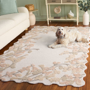 Safavieh Jardin Hand‑Tufted Round Wool‑Cotton Rug In Beige Rust Floral — Artisanal Comfort & Timeless Charm 6'-0" x 6'-0" JAR228B-6R