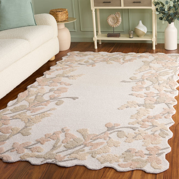 Safavieh Jardin Hand‑Tufted Round Wool‑Cotton Rug In Beige Rust Floral — Artisanal Comfort & Timeless Charm 6'-0" x 6'-0" JAR228B-6R