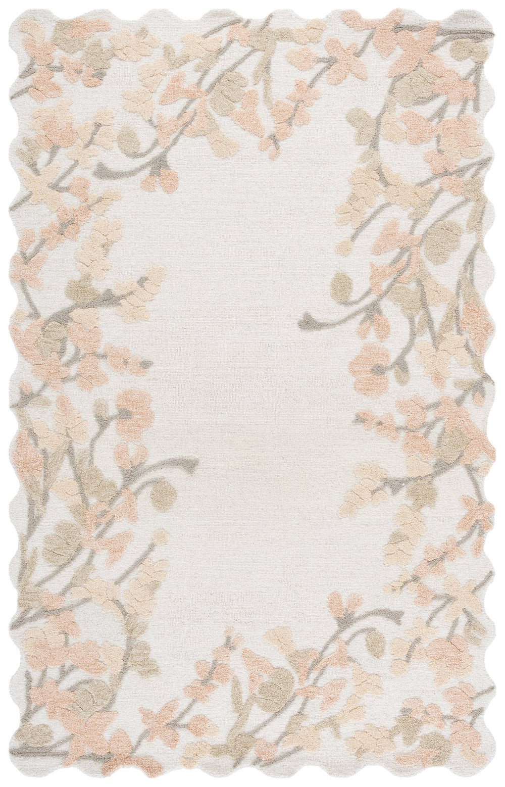 Safavieh Jardin Hand-Tufted Wool-Cotton Area Rug In Beige And Rust Floral — Durable, Soft, Artisanal Charm 6'-0" x 9'-0" JAR228B-6