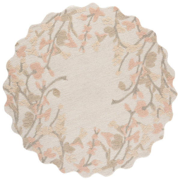 Safavieh Jardin Hand‑Tufted Round Wool‑Cotton Rug In Beige Rust Floral — Artisanal Comfort & Timeless Charm 6'-0" x 6'-0" JAR228B-6R
