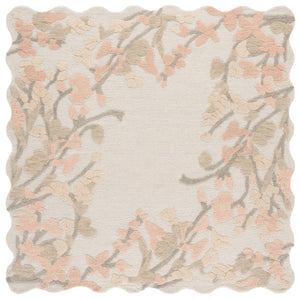 Safavieh Jardin Hand‑Tufted Round Wool‑Cotton Rug In Beige Rust Floral — Artisanal Comfort & Timeless Charm 6'-0" x 6'-0" JAR228B-6R