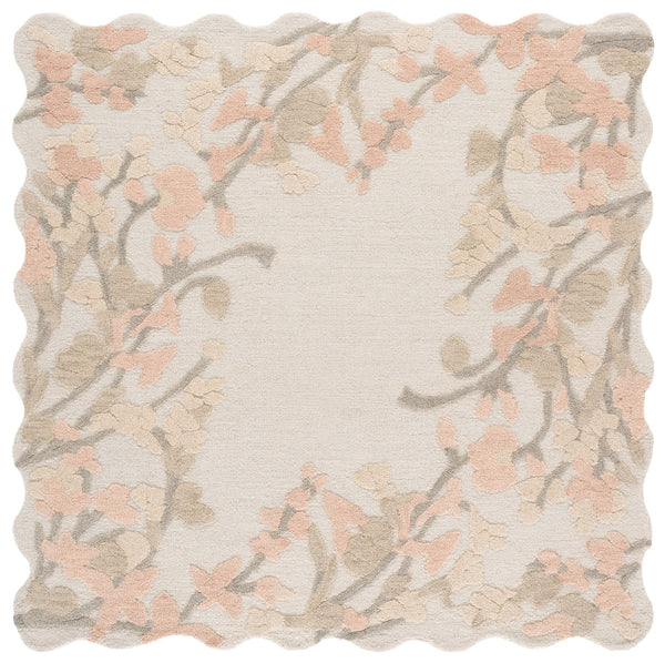 Safavieh Jardin Hand‑Tufted Round Wool‑Cotton Rug In Beige Rust Floral — Artisanal Comfort & Timeless Charm 6'-0" x 6'-0" JAR228B-6R
