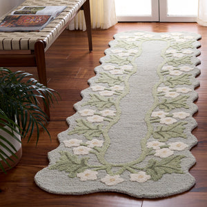 Safavieh Jardin Hand-Tufted Wool-Cotton Area Rug In Grey Ivory Floral — Low Pile, Timeless Transitional Style 5'-0" x 8'-0" JAR229F-5